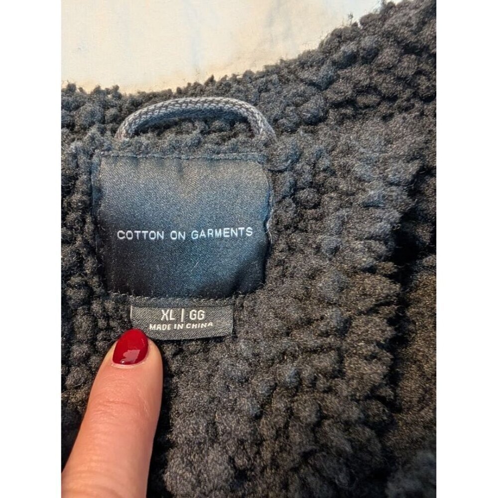 Cotton on garments women's XL black denim jacket black sherpa lined - Picture 2 of 7